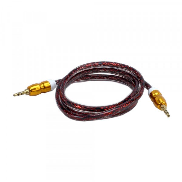 Wholesale Auxiliary Music Cable 3.5mm to 3.5mm Heavy Duty Braided Wire (Dark Red)